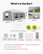 Pripučiama dažymo kabina/kamera 12 x 5 x 4 m, nešiojama dažymo palapinė su dvigubais pūstuvais (pilka) - Image 7
