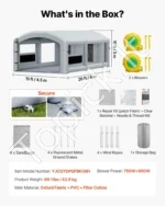 Pripučiama dažymo kabina/kamera 8 x 4,5 x 3 m, nešiojama dažymo palapinė su pūstuvais ir persirengimo zona (pilka) - Image 7