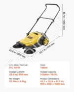 Rankinė šlavimo mašina 650 mm, 18,9 l talpos kiemui ir garažui (geltona) - Image 7