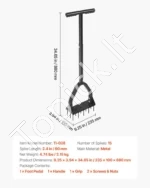Rankinė veja aeravimo priemonė su 15 plieninių smaigų, 880 mm aukščio - Image 7