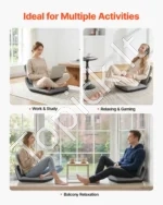 Reguliuojama grindų kėdė 5 padėčių su atlošu, pilko lininio audinio - Image 6