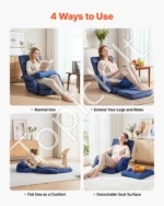 Reguliuojama grindų kėdė 5 padėčių su porankiais ir pagalvėle, tamsiai mėlyna - Image 6