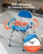 Reguliuojama vonios kėdė su slankiojančia ir pasukama sėdyne 150 kg - Image 3
