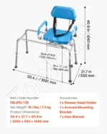 Reguliuojama vonios kėdė su slankiojančia ir pasukama sėdyne 150 kg - Image 7