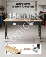 Reguliuojamo aukščio darbastalis 152,4 cm x 61 cm, 680 kg su stalčiumi ir elektros lizdais - Image 2
