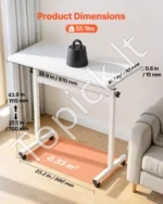 Reguliuojamo aukščio mobilus stalas 810 x 410 mm (baltas) - Image 2