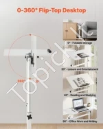 Reguliuojamo aukščio mobilus stalas su pakreipiamu stalviršiu 810 x 410 mm (baltas) - Image 4