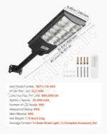 Saulės baterijos LED šviestuvas 12000 W, su judesio jutikliu ir pulteliu lauko apšvietimui - Image 7