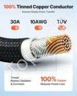 Saulės modulių ilgintuvas 10 AWG, 9,14 m su jungtimis lauko sistemoms ir kemperiams IP67 - Image 2