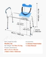 Slankiojanti vonios kėdė su pasukama sėdyne ir atlošu, iki 180 kg - Image 7