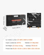 Smūginių galvučių rinkinys 1/2", 26 dalių, ilgos metrinės galvutės automobilių remontui - Image 7