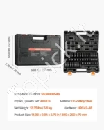 Smūginių galvučių rinkinys 3/8", 48 dalių, Cr-V plienas garažui ir automobilių remontui - Image 7