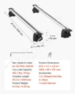 Stogo skersiniai automobilio stogui 75 kg, integruotiems bėgiams - Image 7