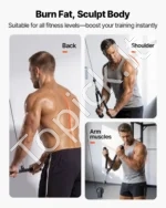 Švoklo blokų sistema treniruotėms 127 kg, su plieniniais trosais ir rankenomis - Image 6