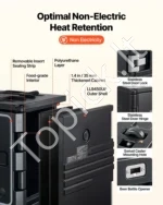 Termoizoliacinis maisto konteineris 75 l su ratukais, juodas - Image 3