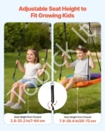 Vaikiškų sūpynių rinkinys kiemui su 80 cm lėkštės formos ir diržine sėdyne, žaliojo metalo rėmas iki 199,6 kg - Image 4