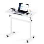 Reguliuojamo aukščio mobilus stalas su pakreipiamu stalviršiu 810 x 410 mm (baltas)