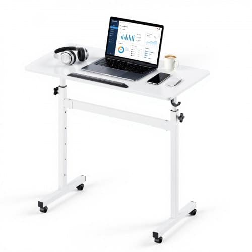 de2FBGGZTXYAZCGS857VI001V02Fgoods_img-v12Foffice-workbench-m100-1.2.jpg Reguliuojamo aukščio mobilus stalas su pakreipiamu stalviršiu 810 x 410 mm (baltas) - Image 1