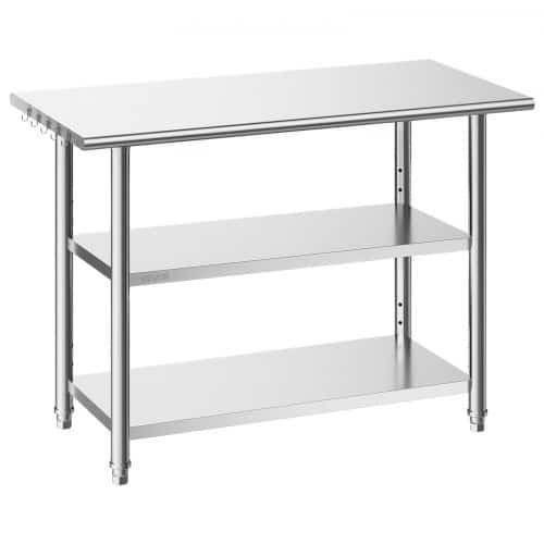 de2FCFBXGGZTSCWJ7FA11001V02Fgoods_img-v22Fstainless-steel-worktable-m100-1.2.jpg Nerūdijančio plieno darbastalis 122 x 61 cm su 2 apatinėmis lentynomis - Image 1