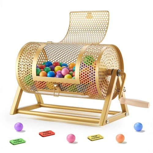 de2FCJG12YCJSDZJTUTEL002V02Fgoods_img-v12Fraffle-drum-m100-1.2.jpg Auksinis loterijos būgnas su stovu, talpa iki 2500 bilietų arba 100 kamuoliukų - Image 1
