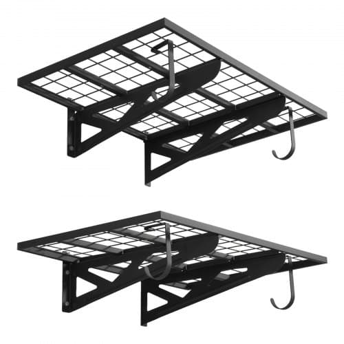 de2FCKGBGSWGJ2434WRWA001V02Fgoods_img-v22Fgarage-wall-shelving-m100-1.2.jpg Sieninės garažo lentynos 61 x 91 cm, 2 vnt., atlaikančios 227 kg su kabliukais - Image 1