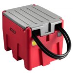 Nešiojamas dyzelino bakas, 220 l talpa ir 48 l/min srautas, benzino bakas su 12 V perkėlimo siurbliu ir 4 m gumine žarna