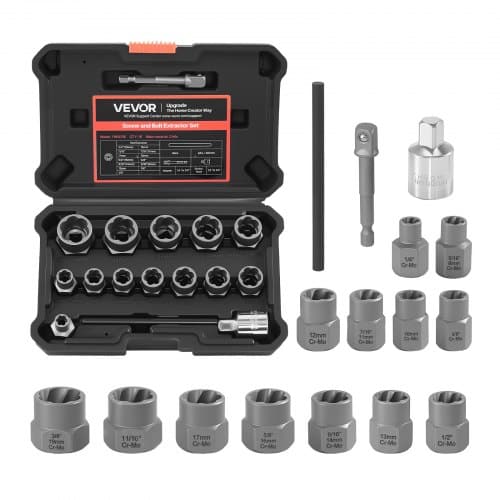 de2FDGNTQQTZLSLMJSZ94001V02Fgoods_img-v22Fscrew-bolt-extractor-m100-1.2.jpg Pažeistų varžtų ir veržlių išsukėjų rinkinys 16 dalių, Cr-Mo plienas - Image 1