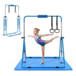 Vaikiškas gimnastikos skersinys su kilimėliu (iki 63,5 kg, mėlynas, reguliuojamo aukščio)