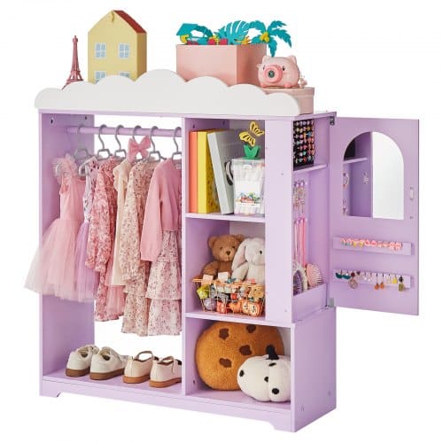 de2FFHKETZBGYCMDDMW8F001V02Fgoods_img-v12Fdress-up-storage-m100-1.2.jpg Vaikiška spinta su veidrodžiu, drabužių kabykla ir lentynomis 910 x 300 x 1030 mm, su veidrodžiu - Image 1