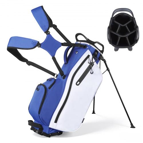 de2FGEFQGBLSB7GHZ97K0001V02Fgoods_img-v12Fgolf-cart-bag-m100-1.2.jpg Golfo lazdų krepšys 89 cm su 7 skyriais, stoviu ir dvigubais peties dirželiais - Image 1