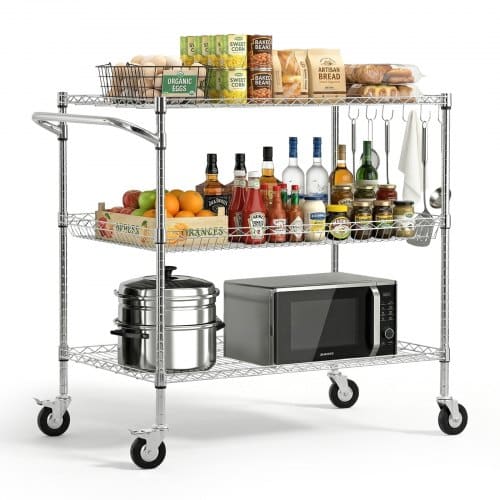 de2FGSCFTCDN3CGSUB4U8001V02Fgoods_img-v22Fkitchen-cart-m100-1.2.jpg 3 pakopų virtuvės vežimėlis, tvirtas serviravimo vežimėlis iki 454 kg, 1016 x 635 x 1040 mm - Image 1