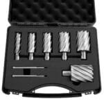 Kūginiai greitapjovio plieno grąžtai , magnetinėms gręžimo staklėms, 8 dalių rinkinys, 50,8 mm gylis
