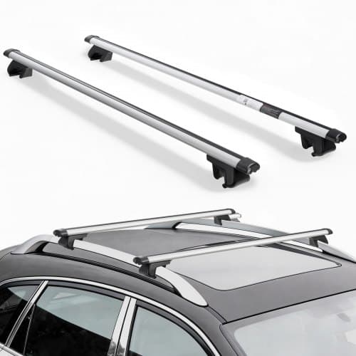 de2FHGJTYKGCCDKGRR654001V02Fgoods_img-v12Fcross-bar-racks-m100-1.2.jpg Stogo skersiniai automobilio stogui 100 kg, universalūs aliumininiai bėgiai 1280 x 87 x 92 mm - Image 1
