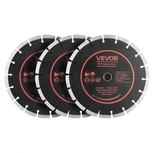 de2FHNTJDP9INCH0QCDI0001V02Fgoods_img-v12Fconcrete-cutting-blade-m100-1.2.jpg Diamondiniai pjovimo diskai betonui 230 mm, 3 vnt. rinkinys, sausam ir drėgnam pjovimui - Image 1