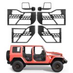 Plieninės vamzdinės pusės durys su veidrodėliais, 4 durų komplektas, tinka Jeep Wrangler JL / Gladiator JT