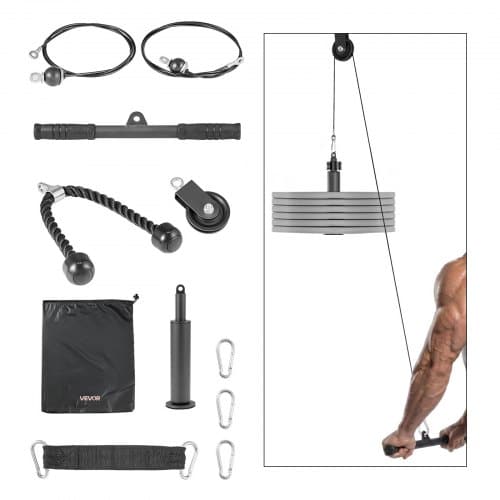 de2FJYHLXLQXGSGLSP1D6001V02Fgoods_img-v22Fpulley-system-m100-1.2.jpg Švoklo blokų sistema treniruotėms 127 kg, su plieniniais trosais ir rankenomis - Image 1