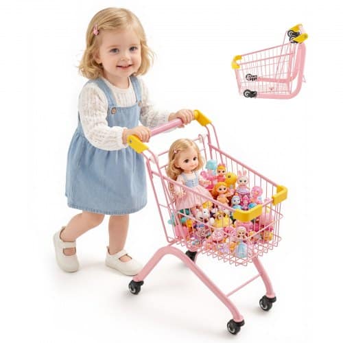 de2FJZWZHDSTSGWCCJ97L001V02Fgoods_img-v12Fshopping-cart-m100-1.2.jpg Vaikiškas pirkinių vežimėlis 17 l su plieniniu rėmu ir sulankstoma konstrukcija - Image 1
