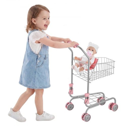 de2FJZWZHDSTSGWCDS8CB001V02Fgoods_img-v12Fshopping-cart-m100-1.2.jpg Vaikiškas pirkinių vežimėlis su lėle ir lentynėlėmis, sulankstomas žaislas vaikams - Image 1