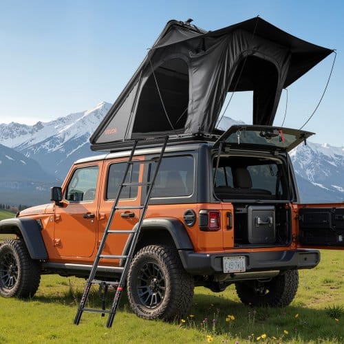 de2FSBXTCKSMZYL05FASK001V92Fgoods_img-v12Frooftop-tent-m100-1.2.jpg Didelė kieto korpuso aliumininė stogo palapinė 2-3 asmenims, su LED apšvietimu (iki 150 kg) 256 x 222 x 152 cm - Image 1