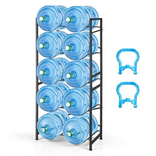 de2FSHJJSBDLZ10TTF8J1001V02Fgoods_img-v12Fwater-jug-holder-m100-1.2.jpg Penkių pakopų dvigubas vandens butelių stovas 11 l ir 19 l talpai, biurui ir namams - Image 1