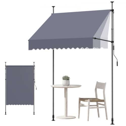 de2FSSSZYPSDLZS5T52JV001V02Fgoods_img-v22Fpatio-awning-retractable-m100-1.2.jpg Reguliuojama rankinė terasos ir langų markizė 150 cm su atraminiais strypais, tamsiai pilka - Image 1