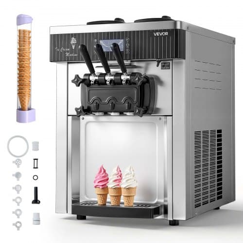 de2FSYDJBQLJPTYLEN3J9001V22Fgoods_img-v22Fcommercial-ice-cream-machine-m100-1.2.jpg Komercinis minkštųjų ledų aparatas 2200 W su 3 skoniais ir 2 x 6 l talpos bunkeriais - Image 1