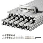 Aliuminio profilis 2020 T-Slot 2000 mm, 12 vnt. rinkinys (sidabrinis)