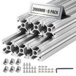 Aliuminio profilis 2020 T-Slot 2000 mm, 6 vnt. rinkinys (sidabrinis)