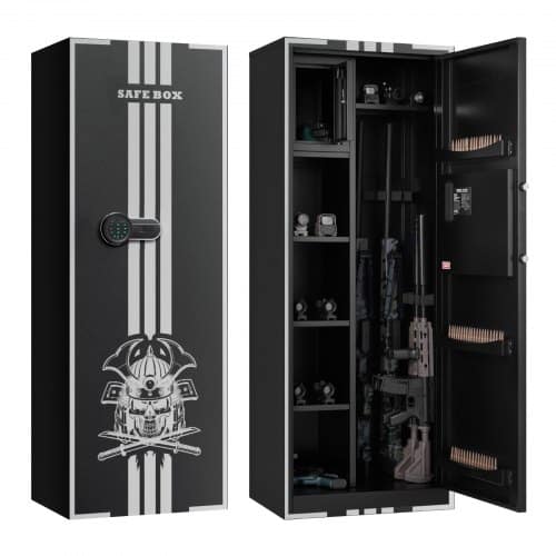 de2FZQBXX152157IXISIC001V92Fgoods_img-v22Fgun-safe-m100-1.2.jpg Ginklų seifas 4 šautuvams su skaitmenine spyna ir LED apšvietimu - Image 1