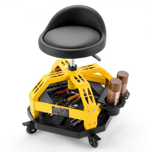 de2FZXGKJXCDSCTPA8C61001V02Fgoods_img-v12Frolling-shop-stool-m100-1.2.jpg Reguliuojamo aukščio mechaniko kėdė su ratukais ir įrankių dėklu, 150 kg keliamoji galia, juodos ir geltonos spalvos - Image 1